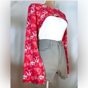 Bolero pink mushroom bell sleeve jersey size L